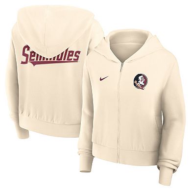 Women's Nike Cream Florida State Seminoles Chill Midi Full-Zip Hoodie