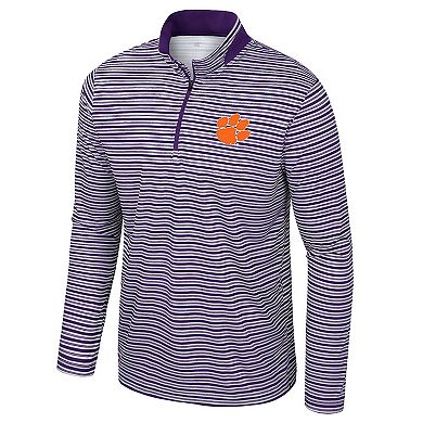 Men's Colosseum Purple Clemson Tigers Striped Quarter-Zip Top