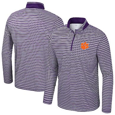 Men's Colosseum Purple Clemson Tigers Striped Quarter-Zip Top