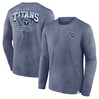 Men's Fanatics Heather Navy Tennessee Titans Heritage Snow Wash Long Sleeve T-Shirt