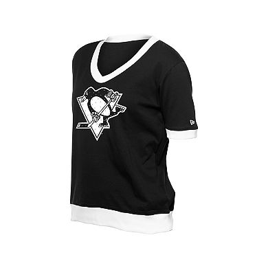 Women's New Era Black Pittsburgh Penguins Game Day Rhinestuds T-Shirt