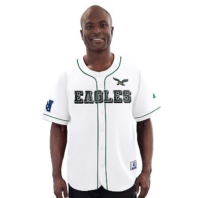 Men's�Starter White Philadelphia Eagles Relay Vintage Full-Button Baseball Jersey