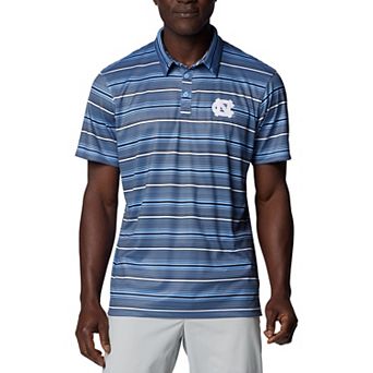 Men's Columbia Carolina Blue North Carolina Tar Heels PFG Super Terminal Tackle™ Omni-Shade™ Stripe Polo