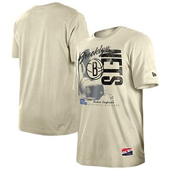 Men's New Era Cream Brooklyn Nets Distressed Throwback Vintage Color Pack T-Shirt