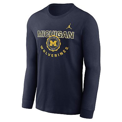 Men's Nike College Navy Michigan Wolverines Slogan Long Sleeve T-Shirt