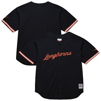 Men's Mitchell & Ness Black Texas Longhorns On The Clock Full-Button Fashion Jersey