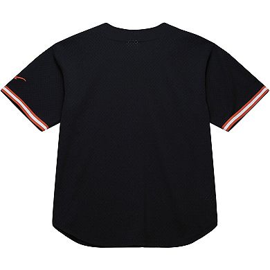 Men's Mitchell & Ness Black Texas Longhorns On The Clock Full-Button Fashion Jersey