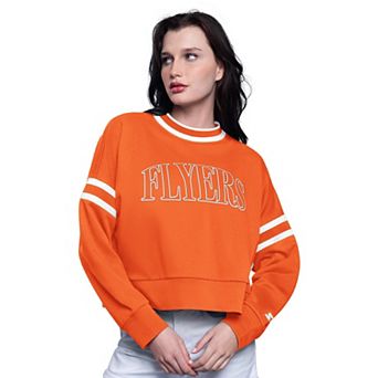 Women's Starter Orange Philadelphia Flyers Power Play Cropped Pullover Sweatshirt