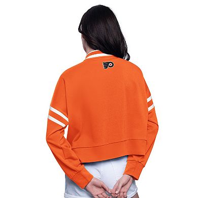 Women's Starter Orange Philadelphia Flyers Power Play Cropped Pullover Sweatshirt