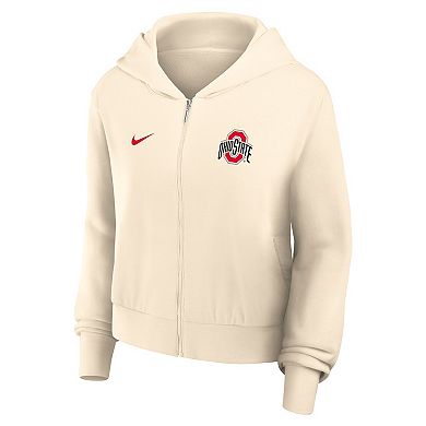 Women's Nike Cream Ohio State Buckeyes Chill Midi Full-Zip Hoodie