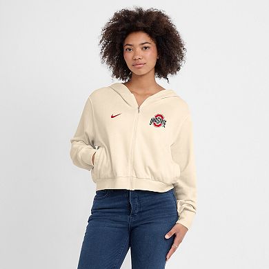 Women's Nike Cream Ohio State Buckeyes Chill Midi Full-Zip Hoodie