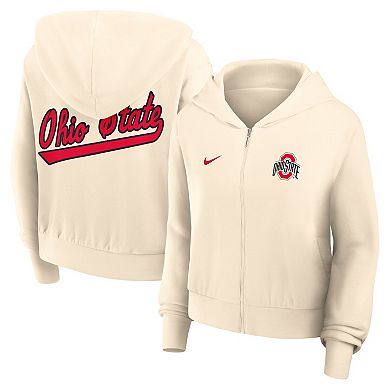Women's Nike Cream Ohio State Buckeyes Chill Midi Full-Zip Hoodie
