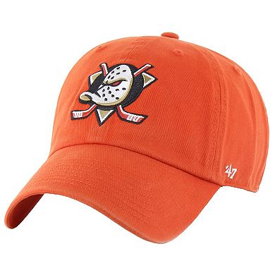 Men's '47 Orange Anaheim Ducks Core Logo Clean Up Adjustable Hat