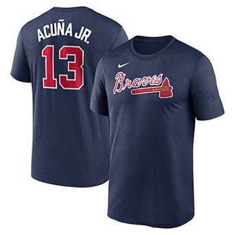 Men's Nike Ronald Acu̱a Jr. Navy Atlanta Braves Legend Name and Number Home T-Shirt