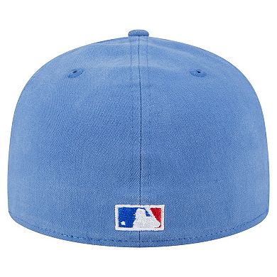 Men's New Era Light Blue Chicago Cubs Championship Side Flag A-Frame 59FIFTY Fitted Hat