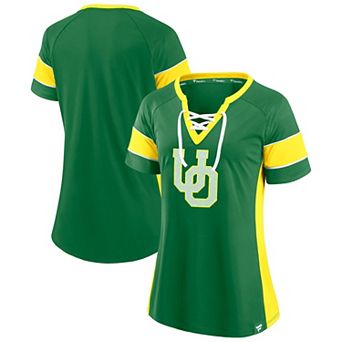 Women's Fanatics Green Oregon Ducks Unmasked Hero Block Party Athena Lace-Up Top