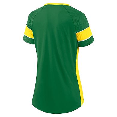 Women's Fanatics Green Oregon Ducks Unmasked Hero Block Party Athena Lace-Up Top