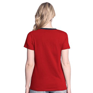 Women's G-III 4Her by Carl Banks Red Atlanta Braves Pitch T-Shirt