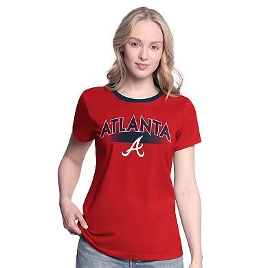 Women's G-III 4Her by Carl Banks Red Atlanta Braves Pitch T-Shirt