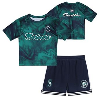Toddler Aqua/Navy Seattle Mariners Pinch Hitter Infielder T-Shirt & Shorts Set