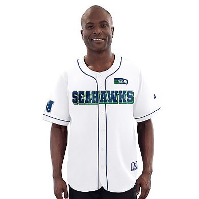 Men's Starter White Seattle Seahawks Relay Vintage Full-Button Baseball Jersey