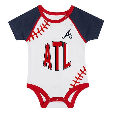 Newborn & Infant Atlanta Braves Tied Up Bodysuit, Bib & Bootie Set
