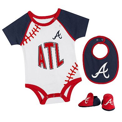 Newborn & Infant Atlanta Braves Tied Up Bodysuit, Bib & Bootie Set