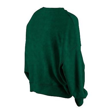 Women's New Era Green Green Bay Packers Throwback Boxy Sweatshirt