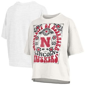 Women's Pressbox White Nebraska Huskers Harmony Oversized T-Shirt