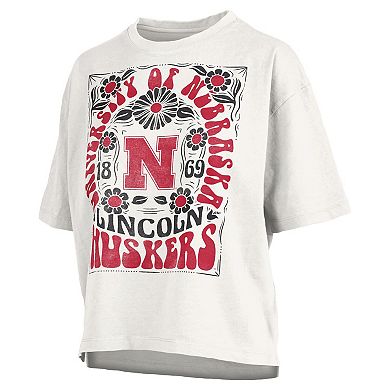 Women's Pressbox White Nebraska Huskers Harmony Oversized T-Shirt