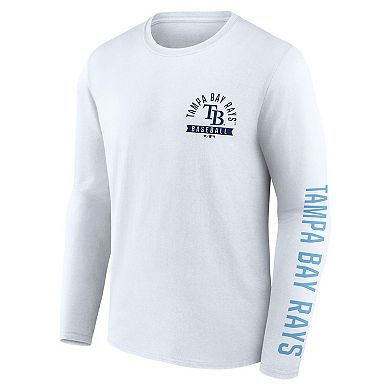 Men's Fanatics White Tampa Bay Rays Press Box Long Sleeve T-Shirt