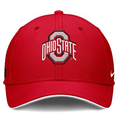 Men's Nike Scarlet Ohio State Buckeyes 2025 Dugout Coaches Rise Swoosh Performance Flex Hat