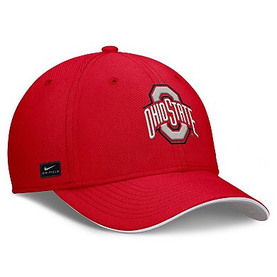Men's Nike Scarlet Ohio State Buckeyes 2025 Dugout Coaches Rise Swoosh Performance Flex Hat
