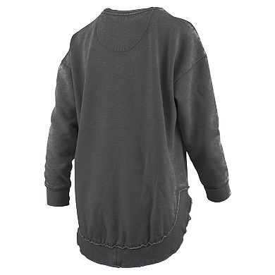Women's Pressbox Black Georgia Bulldogs Melange Poncho Vintage Fleece Long Sleeve Pullover Sweatshirt