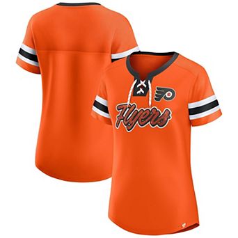 Women's Fanatics Orange Philadelphia Flyers Iconic Athena Lace-Up T-Shirt
