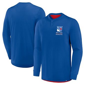 Men's Fanatics Blue New York Rangers Adrenaline Push Long Sleeve T-Shirt