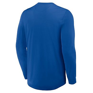 Men's Fanatics Blue New York Rangers Adrenaline Push Long Sleeve Henley Shirt