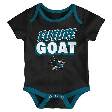 Newborn San Jose Sharks Loyal Buddies Three-Pack Bodysuit Set
