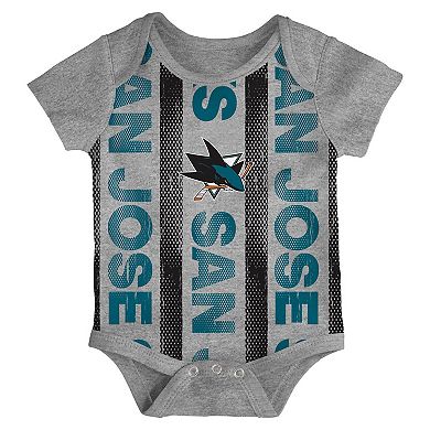Newborn San Jose Sharks Loyal Buddies Three-Pack Bodysuit Set
