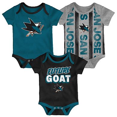 Newborn San Jose Sharks Loyal Buddies Three-Pack Bodysuit Set