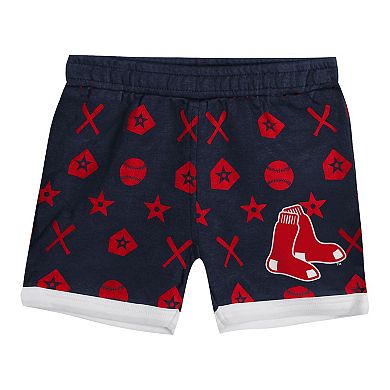 Infant Navy Boston Red Sox On Deck 2-Piece Diaper Cover Set