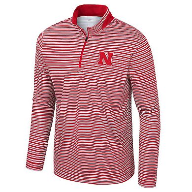 Men's Colosseum Scarlet Nebraska Huskers Striped Quarter-Zip Top