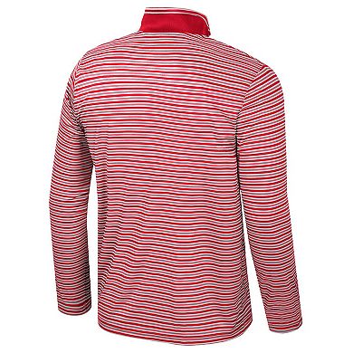 Men's Colosseum Scarlet Nebraska Huskers Striped Quarter-Zip Top