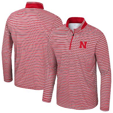 Men's Colosseum Scarlet Nebraska Huskers Striped Quarter-Zip Top
