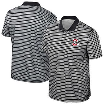 Men's Colosseum Black Ohio State Buckeyes Striped Polo