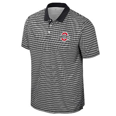 Men's Colosseum Black Ohio State Buckeyes Striped Polo