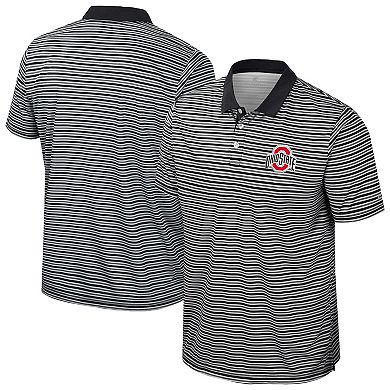 Men's Colosseum Black Ohio State Buckeyes Striped Polo
