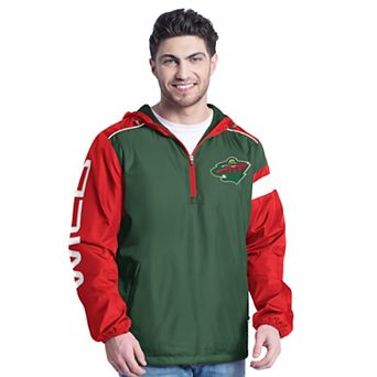 Men's G-III Sports by Carl Banks Green/Red Minnesota Wild Lateral Half-Zip Hoodie Jacket