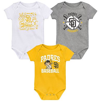 Newborn San Diego Padres Batter Up Three-Pack Bodysuit Set