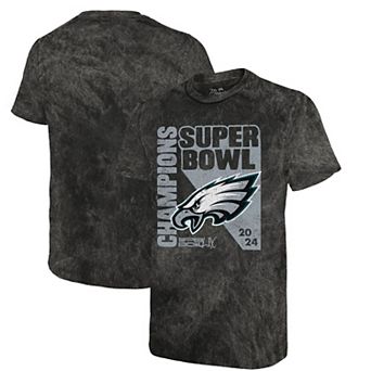 Men's Majestic Threads Black Philadelphia Eagles Super Bowl LIX Champions Mineral Wash T-Shirt